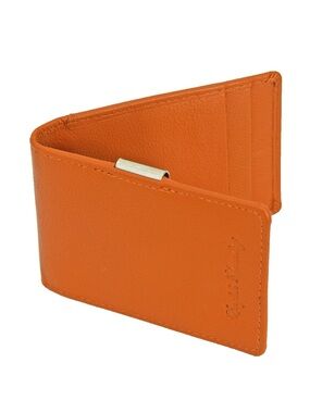 English Laundry Men's Slim Front Pocket Genuine Leather RFID Wallet Cognac